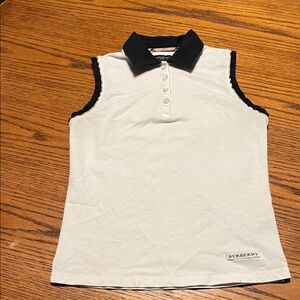 Burberry Golf White and Black Sleeveless Polo Small